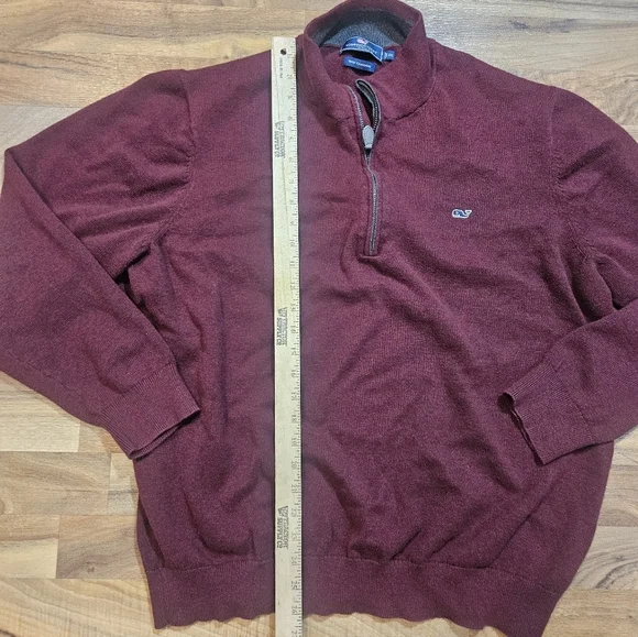 Vineyard Vines Sweater Mens 2XL Pullover 1/4 Zip Cashmere Blend Logo Blue Preppy - Picture 6 of 8